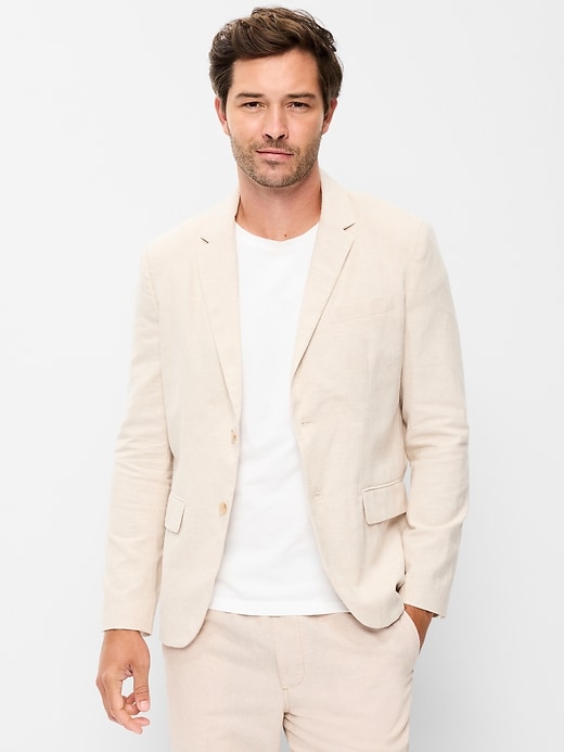 Image number 1 showing, Relaxed Unlined Linen-Blend Blazer
