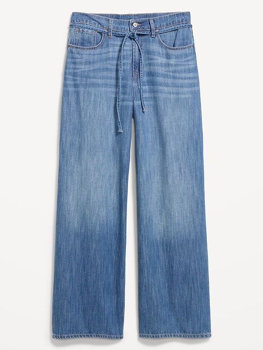 Image number 3 showing, High-Waisted Drapey Wide-Leg Jeans