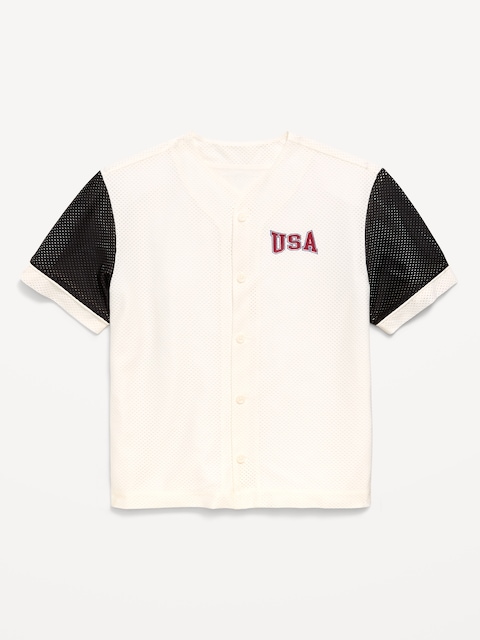 Oversized Mesh Baseball Shirt for Boys