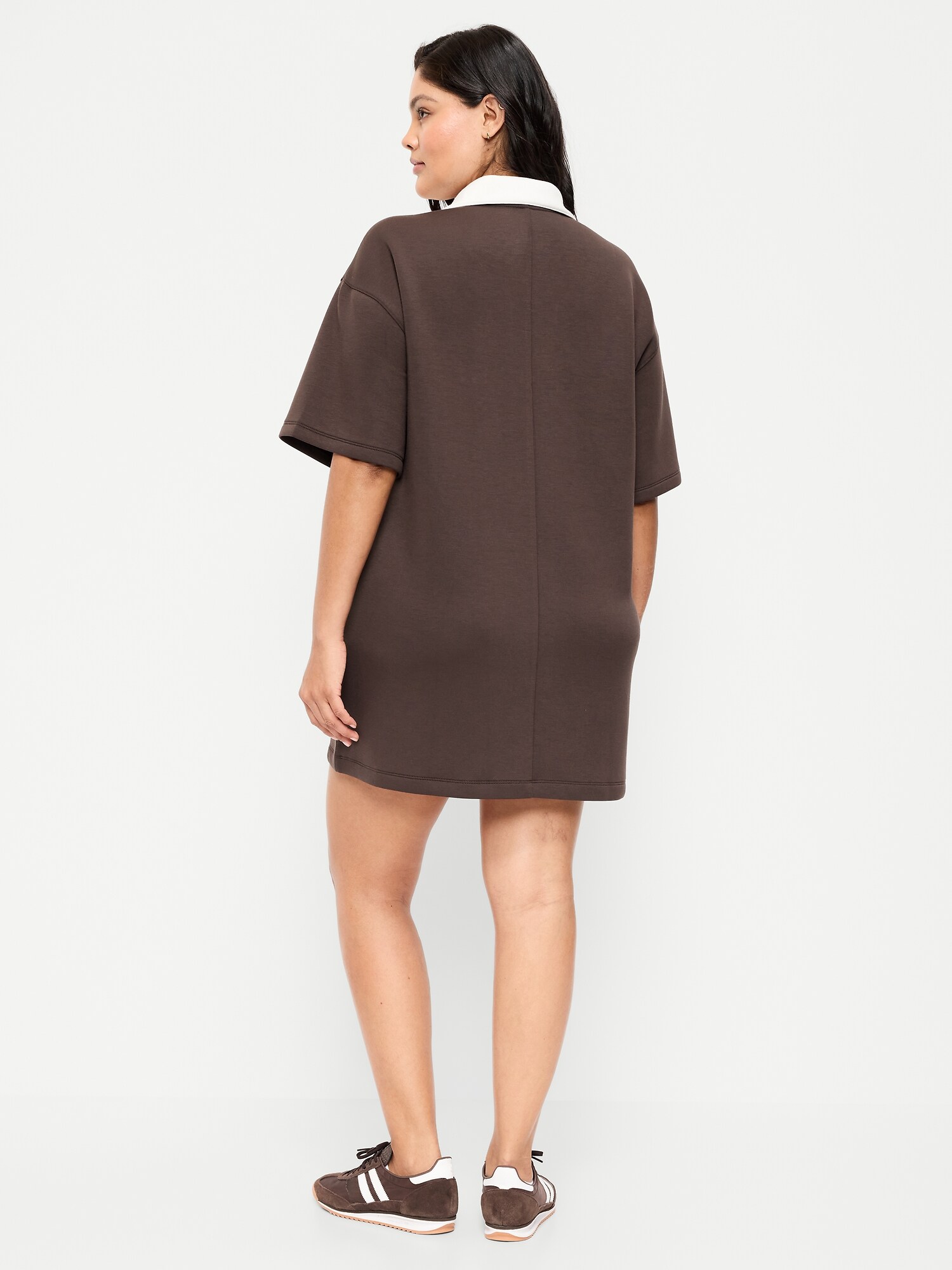 Женское платье Old Navy Bounce Fleece Short-Sleeve Polo Dress, цвет: Чёрный кофейный — фото 6