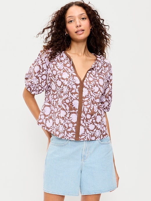 Image number 1 showing, Short-Sleeve Beaded Top