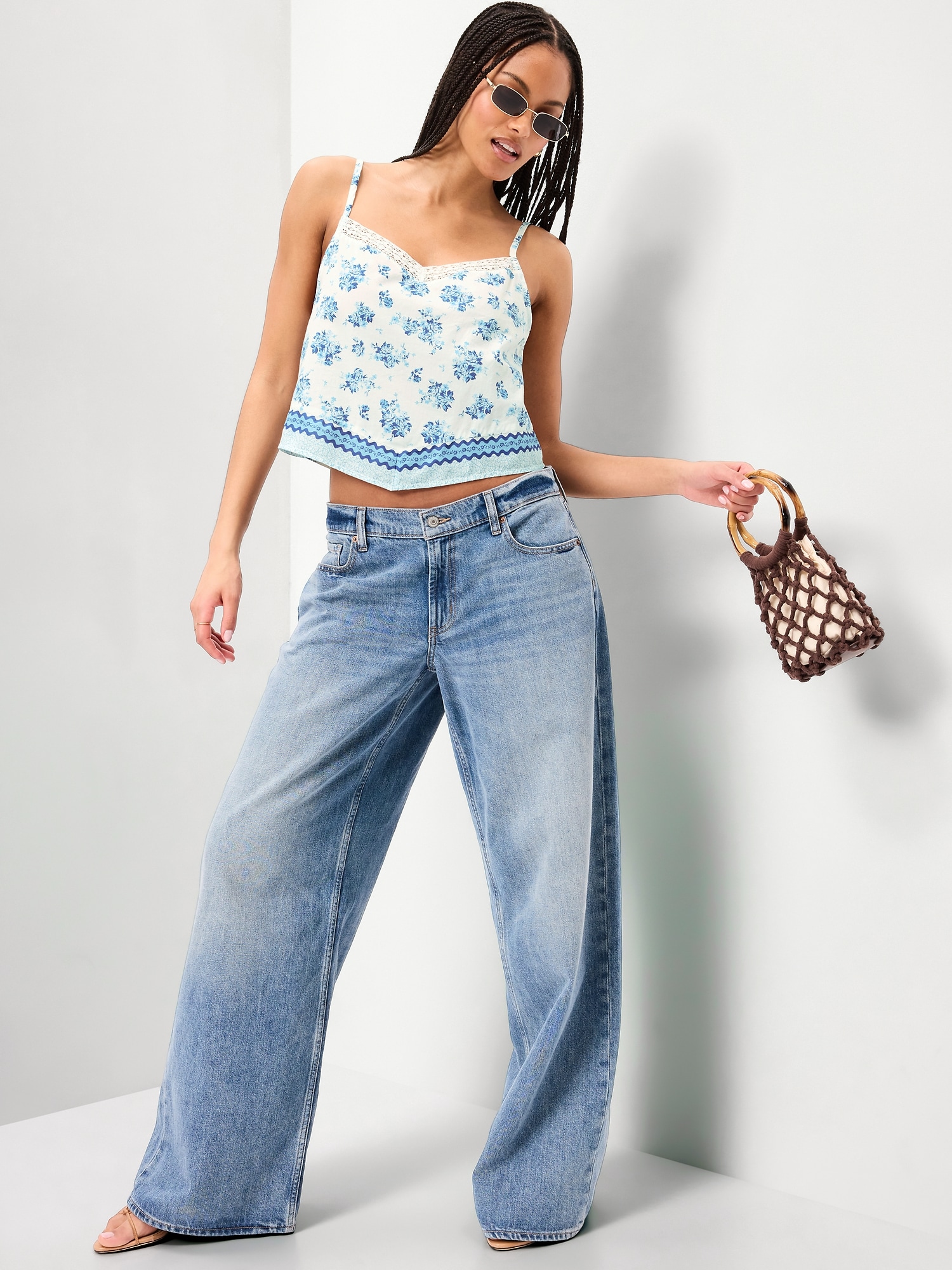 Lace-Trim Scarf Tank Top