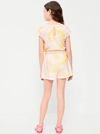 Image number 2 showing, Short-Sleeve Textured Utility Romper for Girls