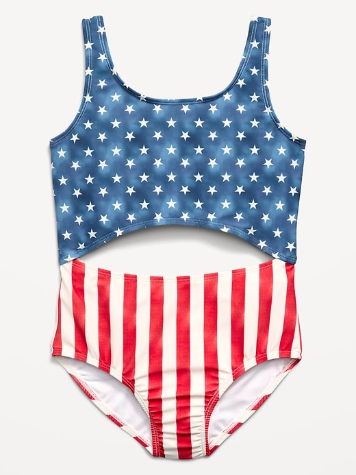 Image number 1 showing, Cutout One-Piece Swimsuit for Girls