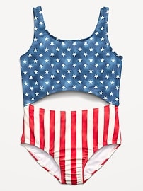 Image number 1 showing, Cutout One-Piece Swimsuit for Girls