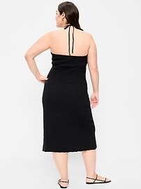 Image number 3 showing, Beaded Halter-Neck Textured Midi Dress