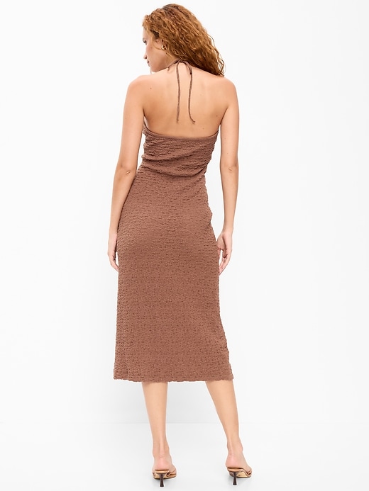 Image number 2 showing, Beaded Halter-Neck Textured Midi Dress