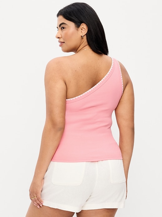Image number 5 showing, Ribbed One-Shoulder Tank Top