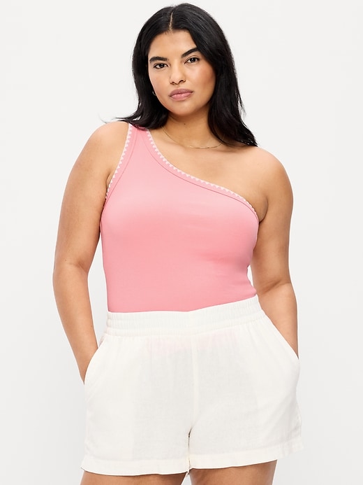 Image number 4 showing, Ribbed One-Shoulder Tank Top