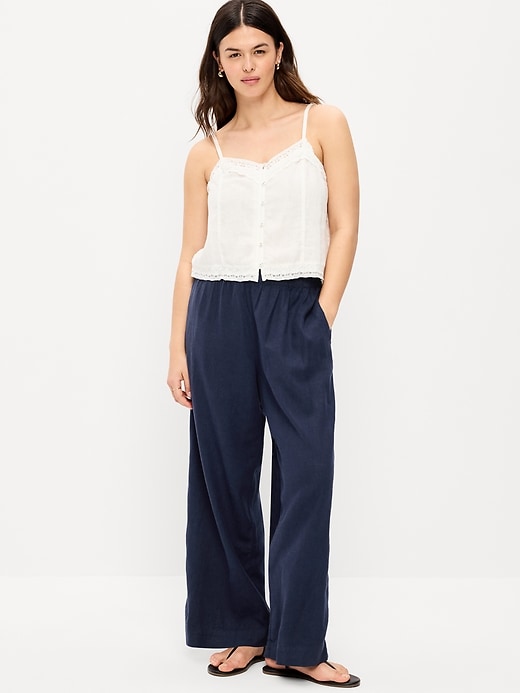 Image number 2 showing, High-Waisted Linen-Blend Super Wide-Leg Pants
