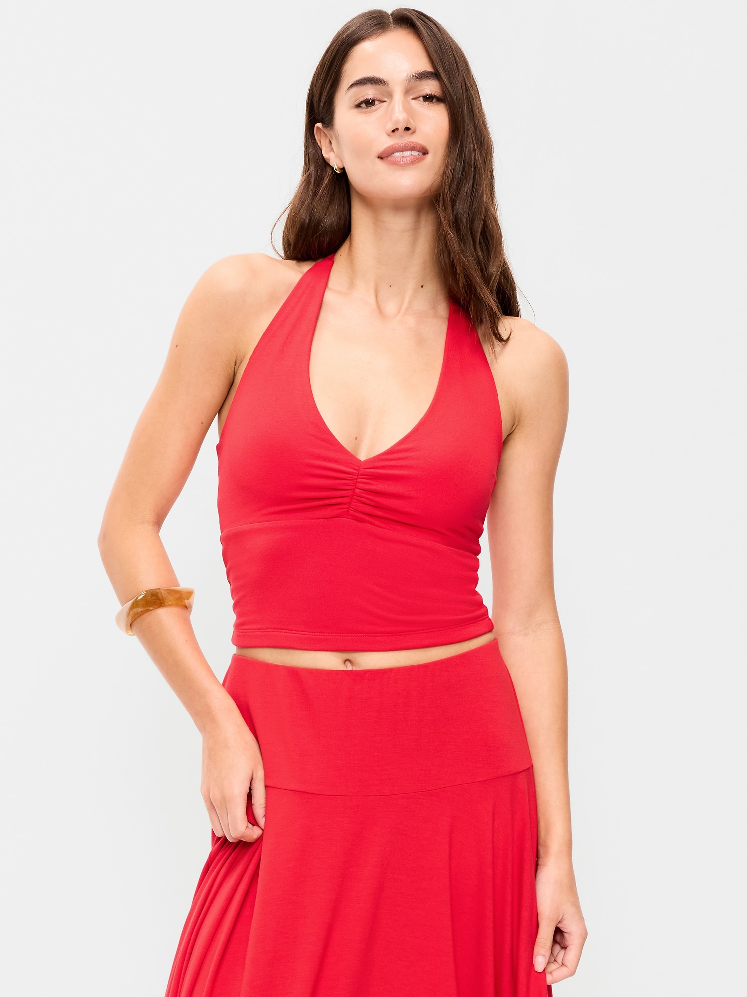 Short-Sleeve Jersey Smocked-Front Top - image 4