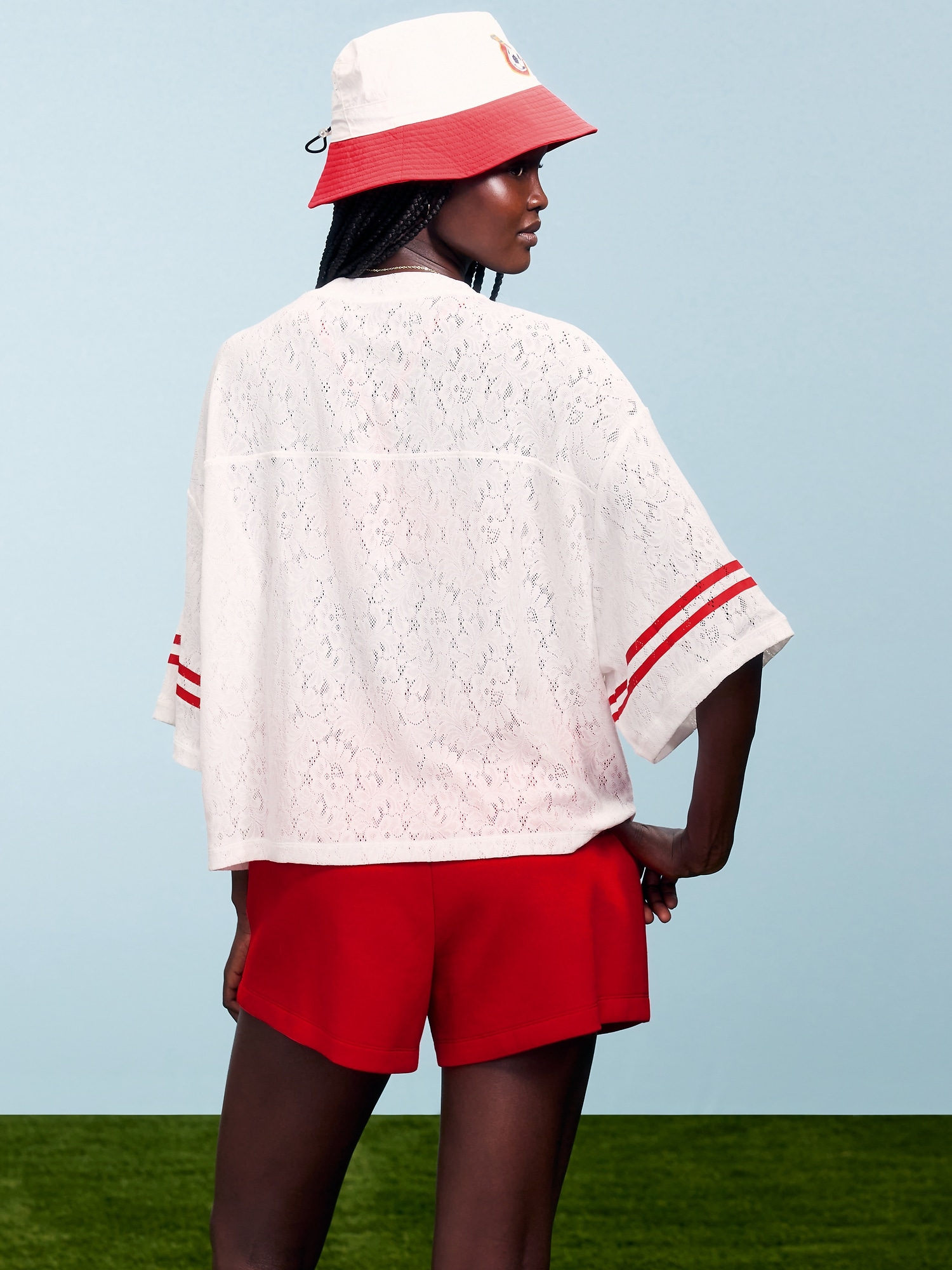 FIFA World Cup 26™ England Boxy Lace V-Neck T-Shirt for Women