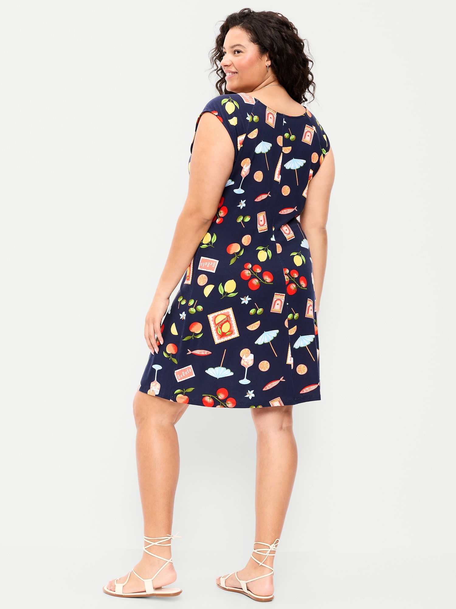 Short-Sleeve Scoop-Neck Mini Dress