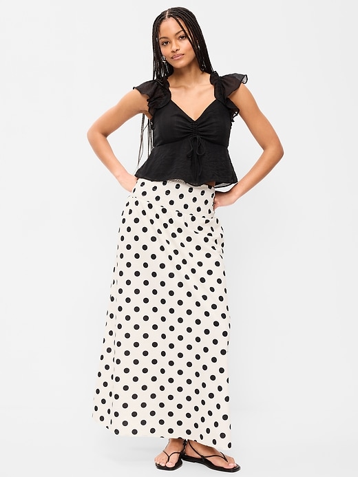 Image number 1 showing, Twill Smocked-Waist Maxi Skirt