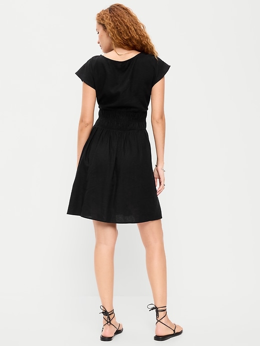 Image number 2 showing, Smocked-Bodice Fit & Flare Mini Dress