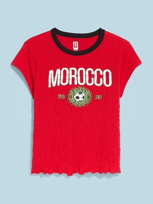 Image number 1 showing, FIFA World Cup 26™ Morocco Smocked Graphic T-Shirt for Women