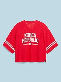 Image number 1 showing, FIFA World Cup 26™ Korea Republic Boxy Lace V-Neck T-Shirt for Women