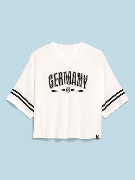 Image number 1 showing, FIFA World Cup 26™ Germany Boxy Lace V-Neck T-Shirt for Women