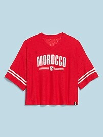 Image number 1 showing, FIFA World Cup 26™ Morocco Boxy Lace V-Neck T-Shirt for Women