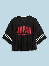 Image number 1 showing, FIFA World Cup 26™ Japan Boxy Lace V-Neck T-Shirt for Women