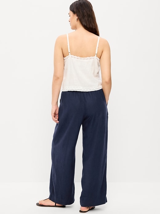 Image number 3 showing, High-Waisted Linen-Blend Super Wide-Leg Pants