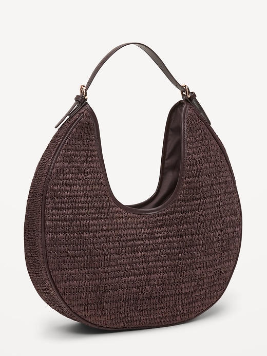 Image number 1 showing, Oversized Raffia Hobo Bag