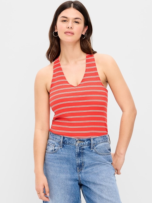 Image number 7 showing, Sleeveless Ribbed Loop-Back Tank Top
