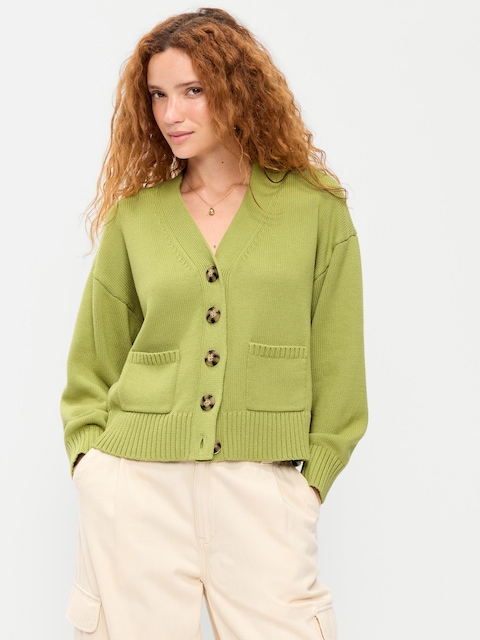 Seaside Cotton V-Neck Cardigan Sweater