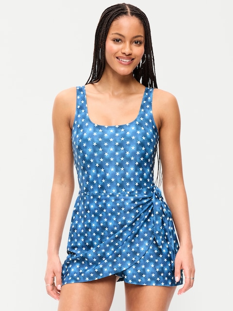 Matte Side-Tie Swim Dress