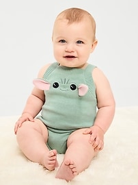 Image number 1 showing, Star Wars™ Grogu Sleeveless Sweater-Knit One-Piece Romper for Baby