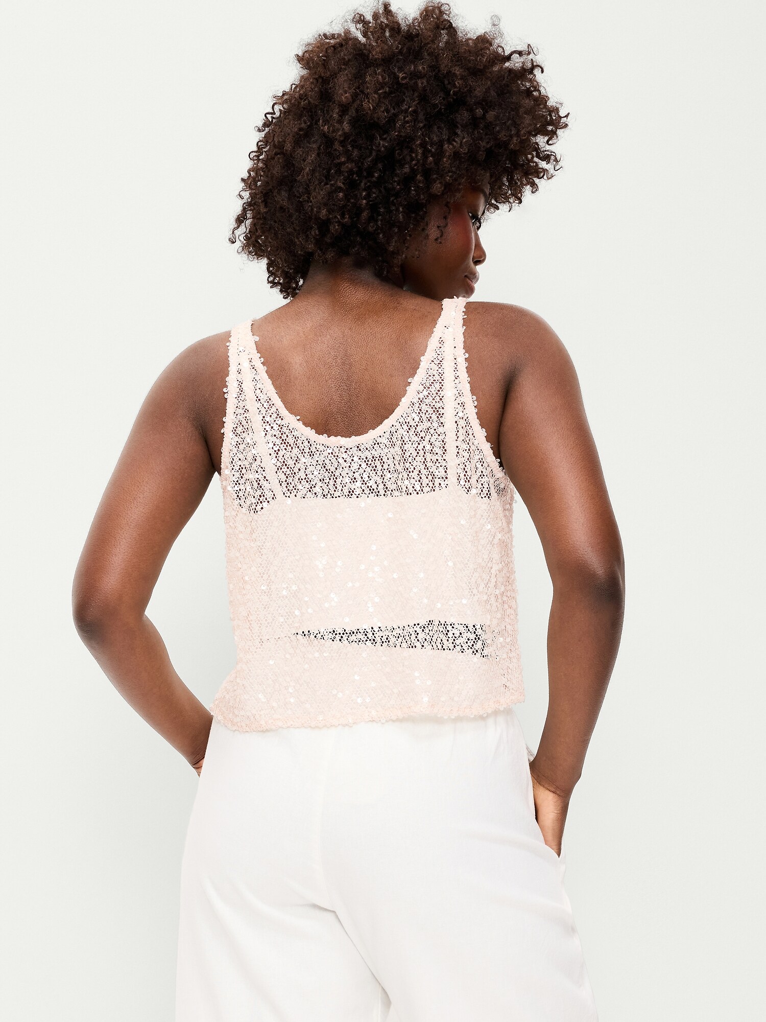 Женский топ Old Navy Sequin Tank Top, цвет: Морская соль — фото 6