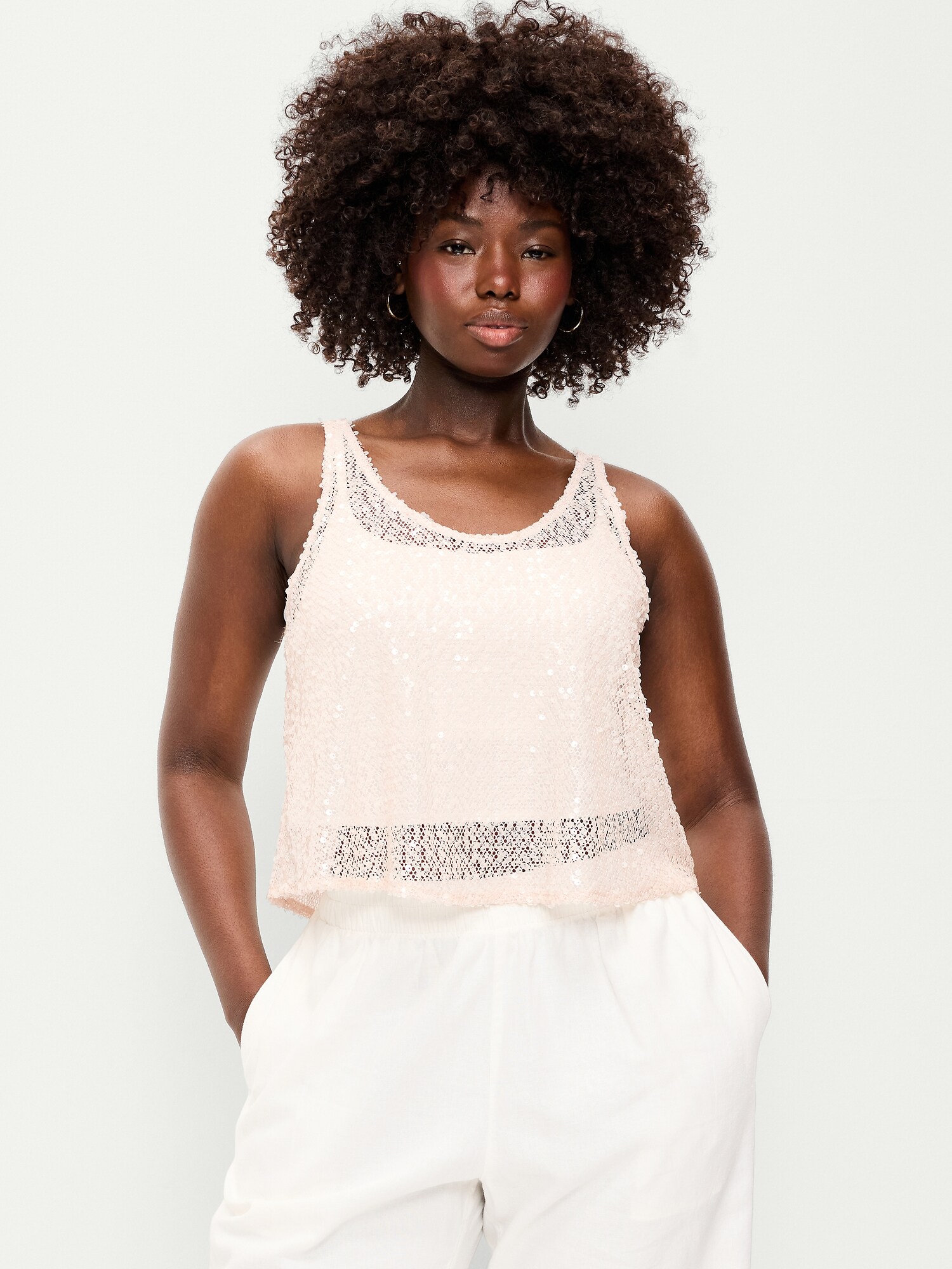 Женский топ Old Navy Sequin Tank Top, цвет: Морская соль — фото 5