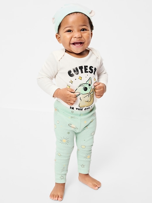 Image number 1 showing, Star Wars™ Grogu Bodysuit, Leggings & Beanie 3-Piece for Baby