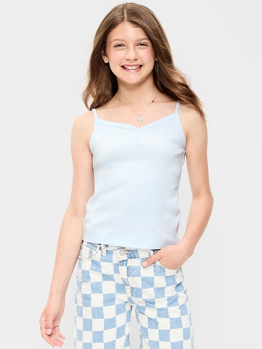 Image number 1 showing, Fitted Buttoned Tank Top for Girls