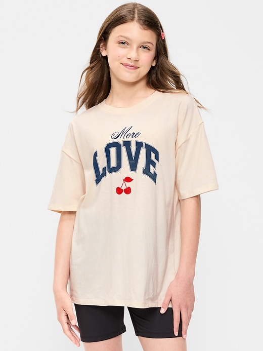 Image number 1 showing, Oversized Graphic Tunic T-Shirt for Girls