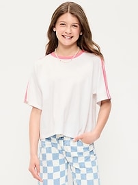 Image number 1 showing, Oversized Short-Sleeve Cropped T-Shirt for Girls