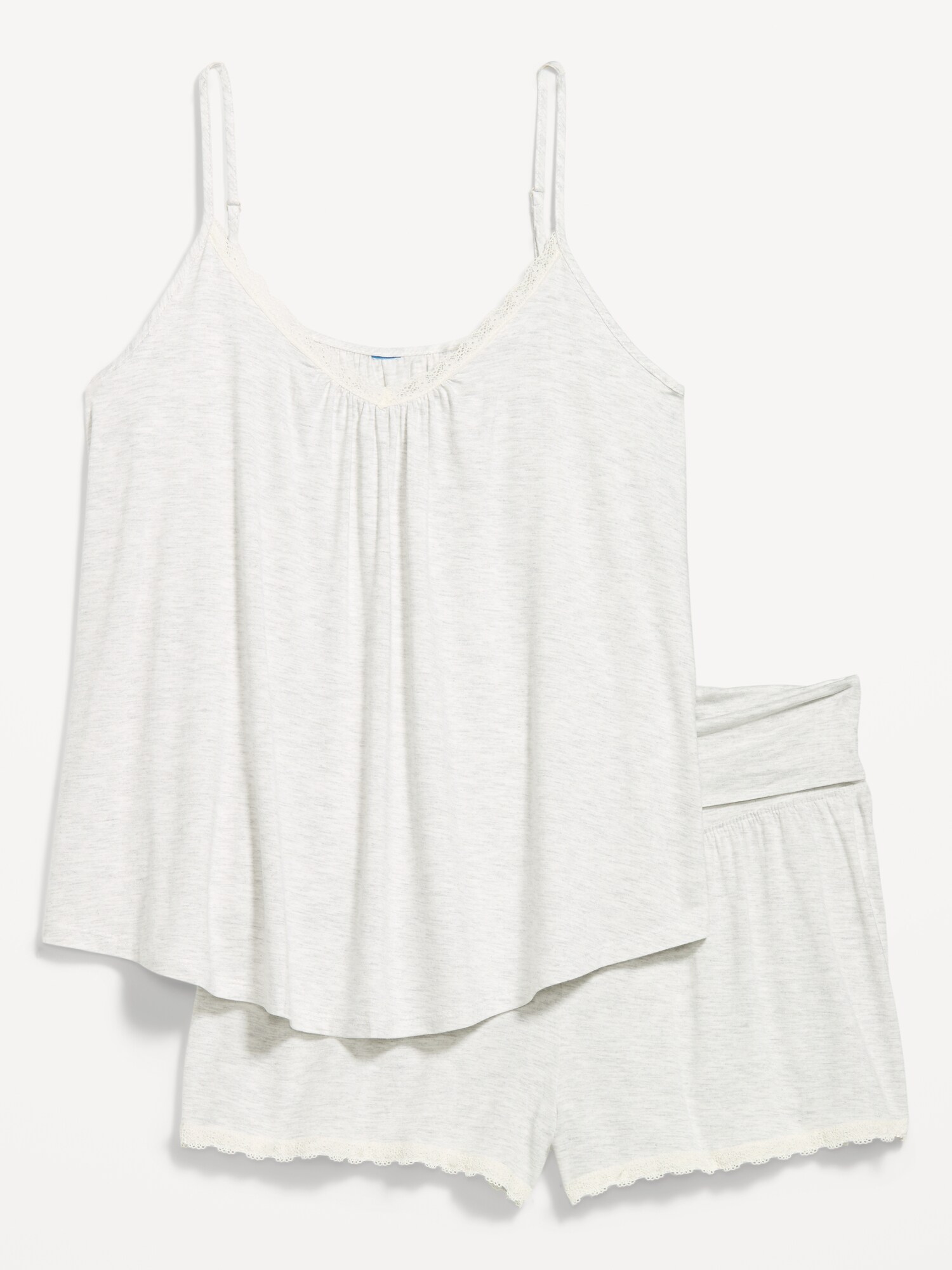 Пижамный комплект для беременных Old Navy Maternity: майка и шорты с кружевной отделкой, цвет: Светлый меланжевый серый — фото 4