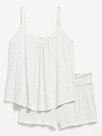 Image number 1 showing, Maternity Lace-Trim Pajama Tank and Shorts Set