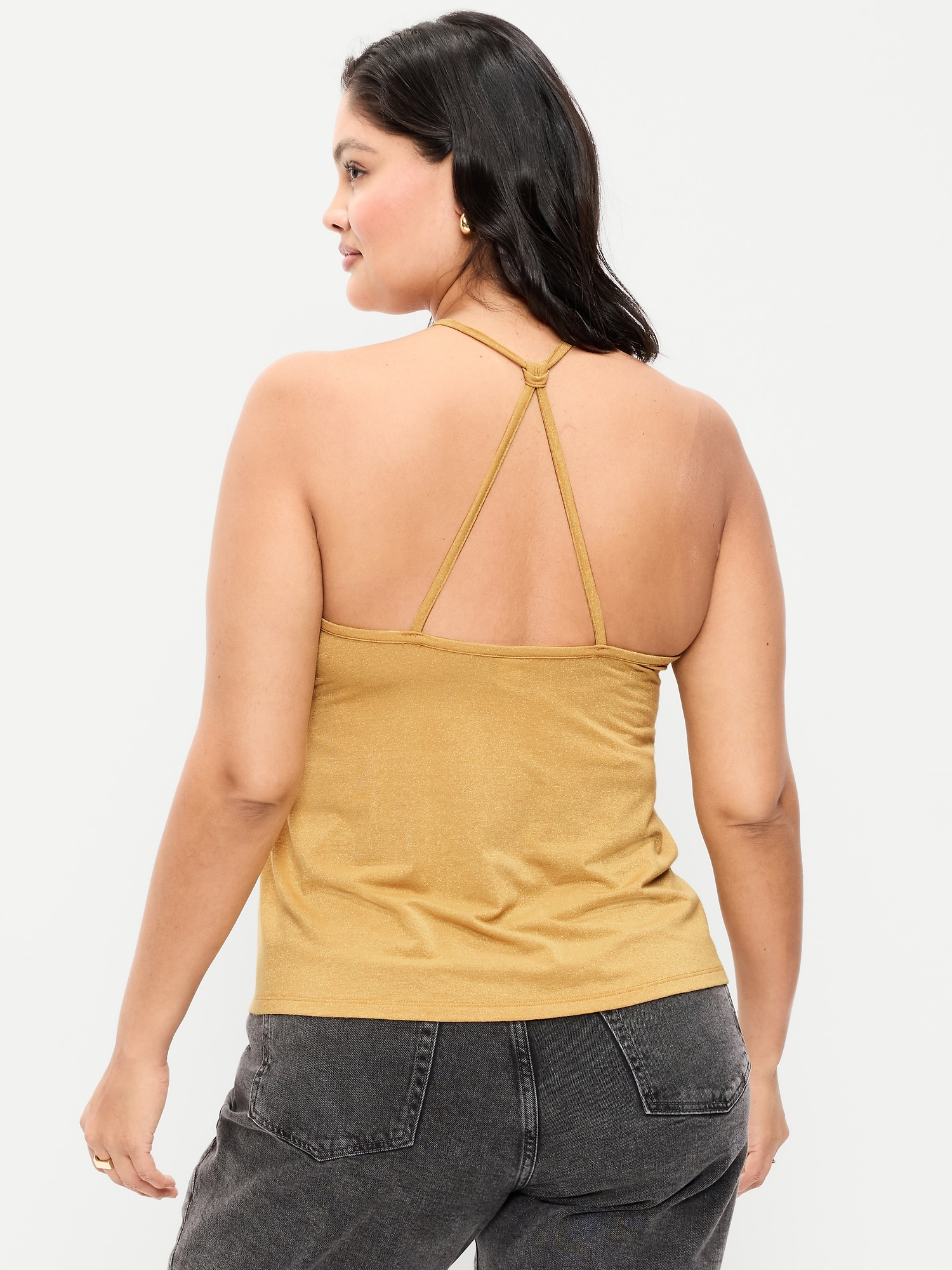 Strappy-Back Shimmer Swing Tank Top
