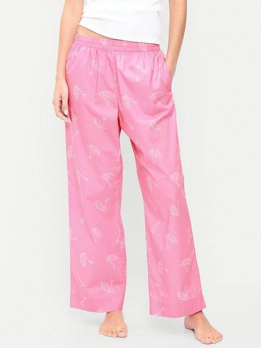 Image number 1 showing, High-Waisted Poplin Pajama Pant