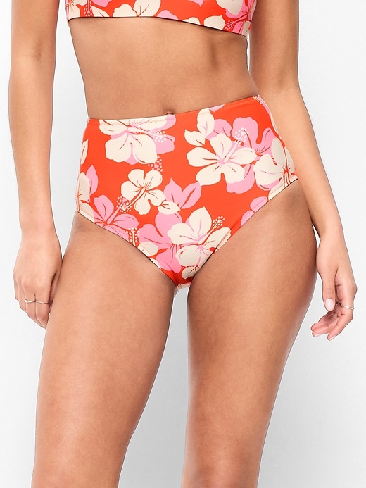 Image number 1 showing, High-Waisted Printed Bikini Swim Bottoms