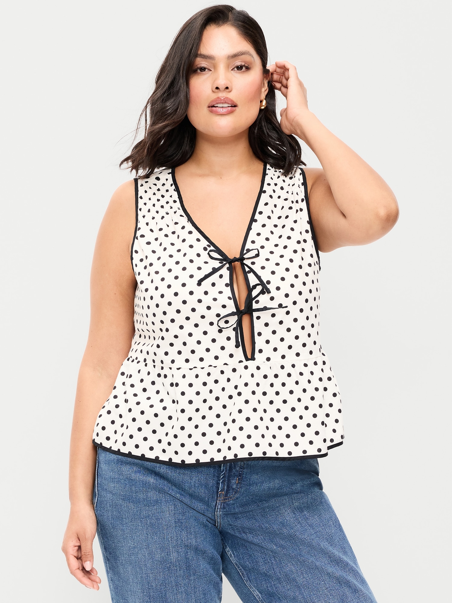 Tie-Front Peplum Tank Top