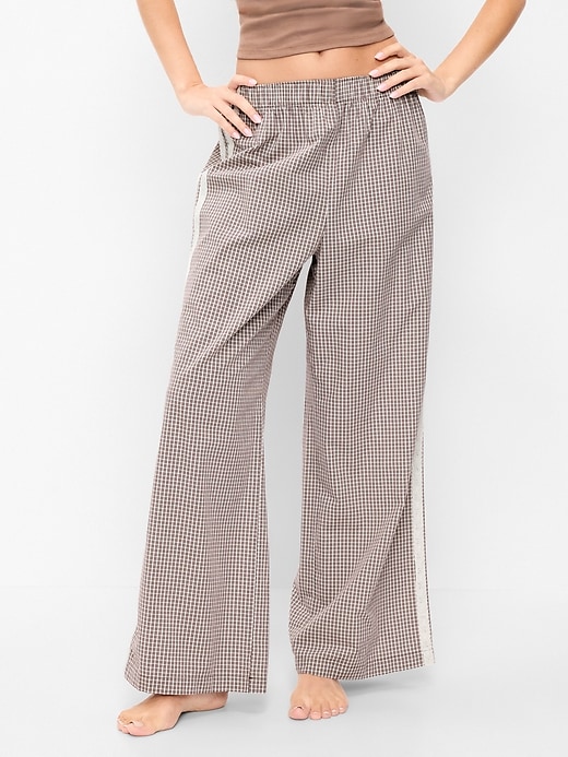 Image number 1 showing, Poplin Wide-Leg Pajama Pants