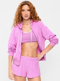 Image number 3 showing, Terry Cloth Full-Zip Hoodie Sweatshirt