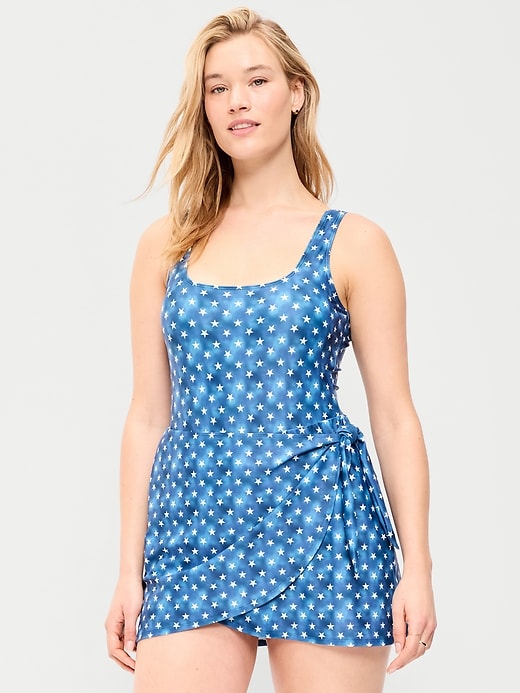 Image number 5 showing, Matte Side-Tie Swim Dress