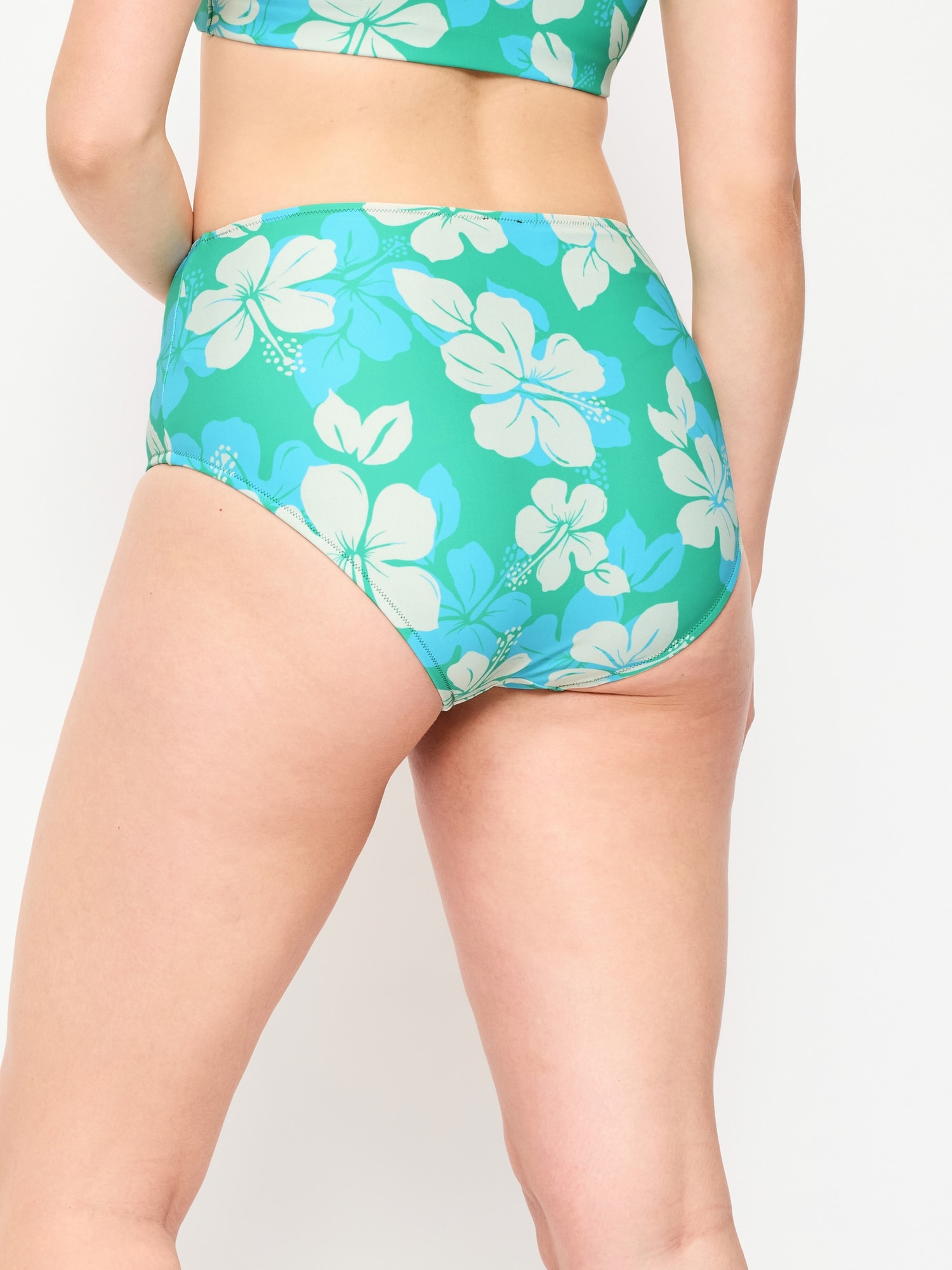High-Waisted Printed Bikini Swim Bottoms