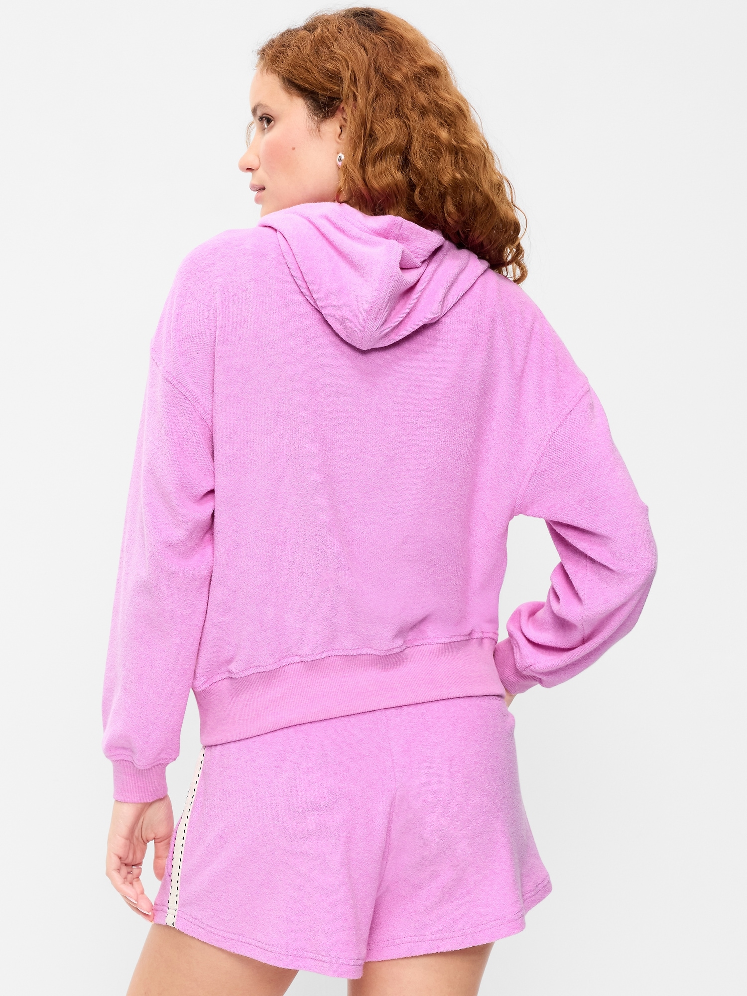 Terry Cloth Full-Zip Hoodie Sweatshirt
