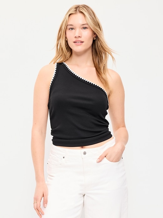 Image number 4 showing, Ribbed One-Shoulder Tank Top