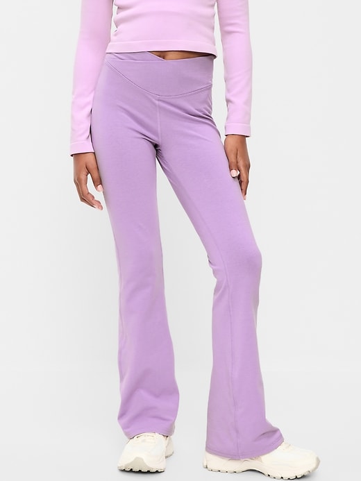 Image number 1 showing, High-Waisted PowerChill Crossover Flared Leggings for Girls