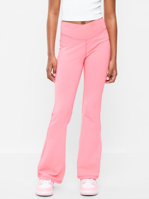 High-Waisted PowerChill Crossover Flared Leggings for Girls